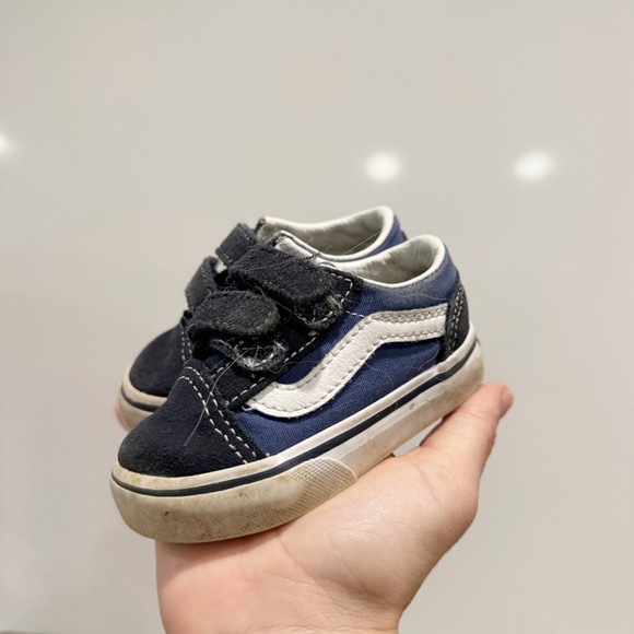 Vans Toddler Kids Navy Blue Sneakers with Velcro Straps - Picture 1 of 7